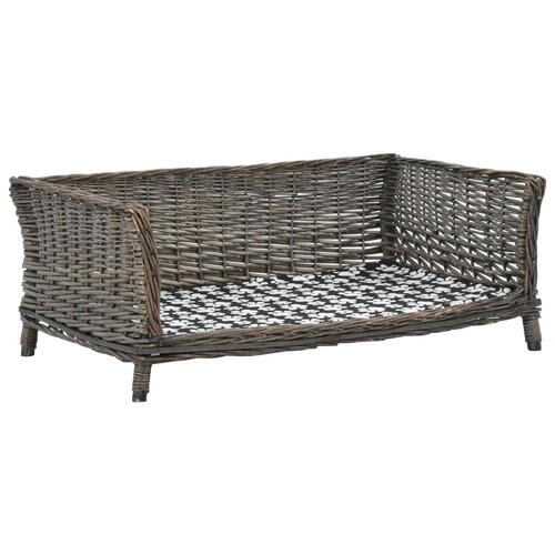 Hundekurv med hynde 90 x 54 x 35 cm naturligt piletræ grå