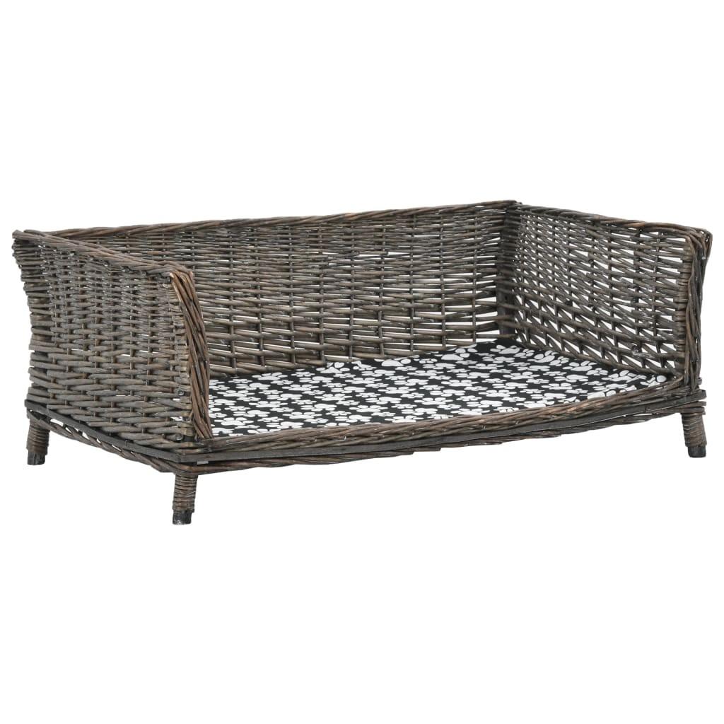 Hundekurv med hynde 90 x 54 x 35 cm naturligt piletræ grå