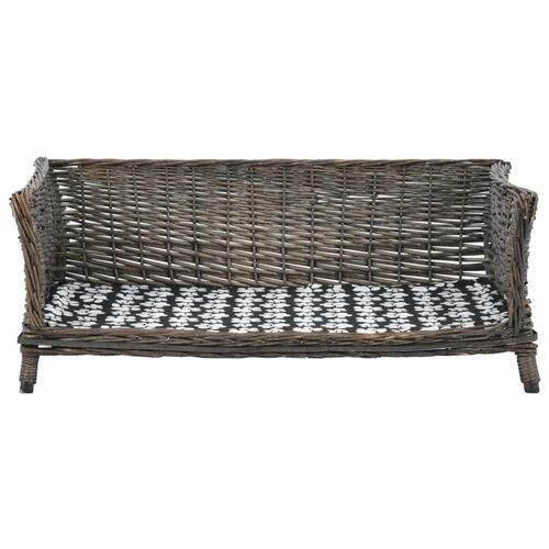 Hundekurv med hynde 90 x 54 x 35 cm naturligt piletræ grå