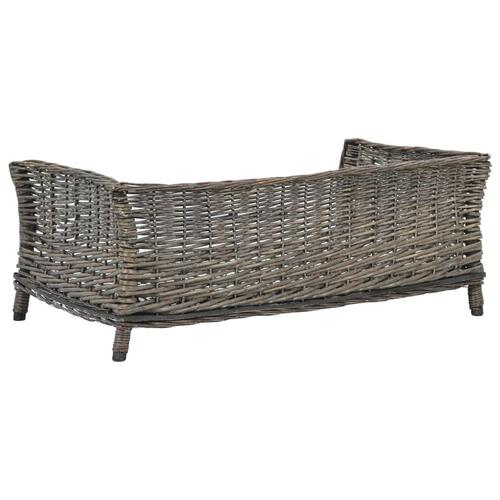 Hundekurv med hynde 90 x 54 x 35 cm naturligt piletræ grå