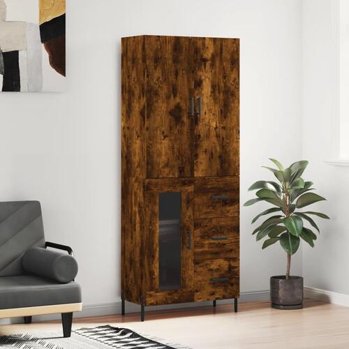 Højskab 69,5x34x180 cm konstrueret træ røget egetræsfarve
