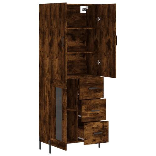 Højskab 69,5x34x180 cm konstrueret træ røget egetræsfarve