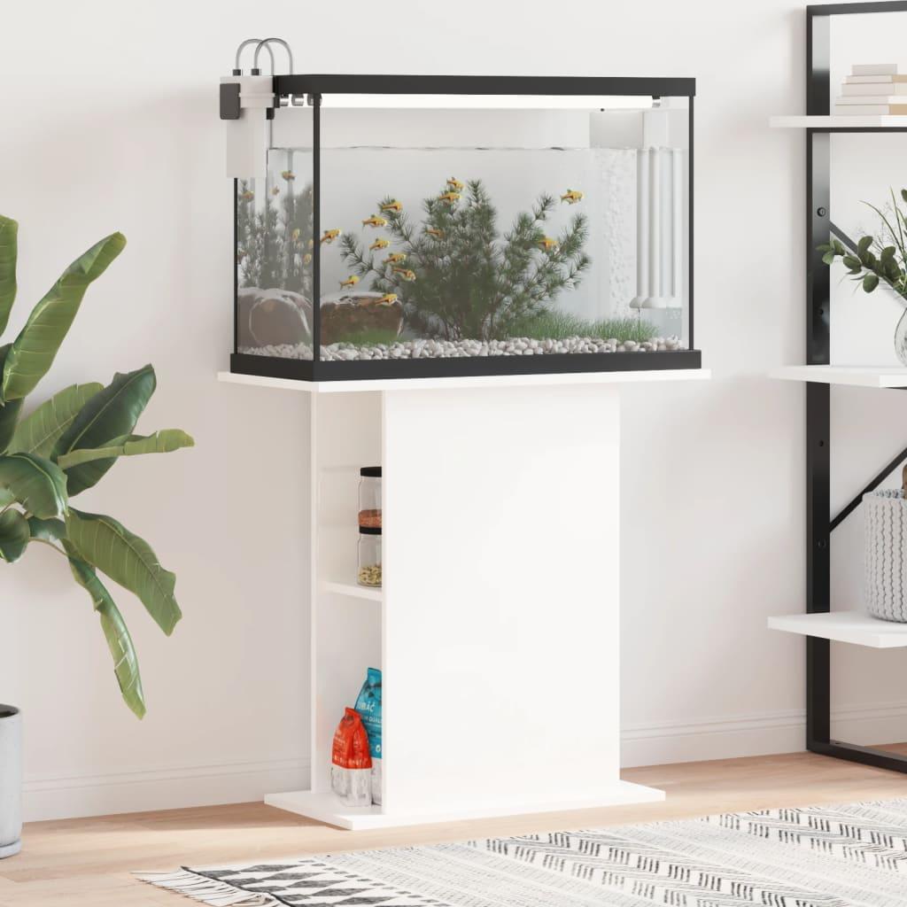 Akvariebord 75x36x72,5 cm konstrueret træ hvid højglans