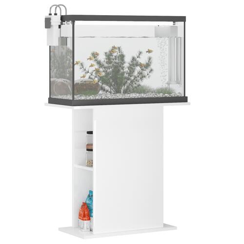Akvariebord 75x36x72,5 cm konstrueret træ hvid højglans