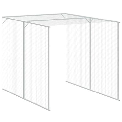Hønsehus med løbegård 165x455x181 cm galvaniseret stål lysegrå