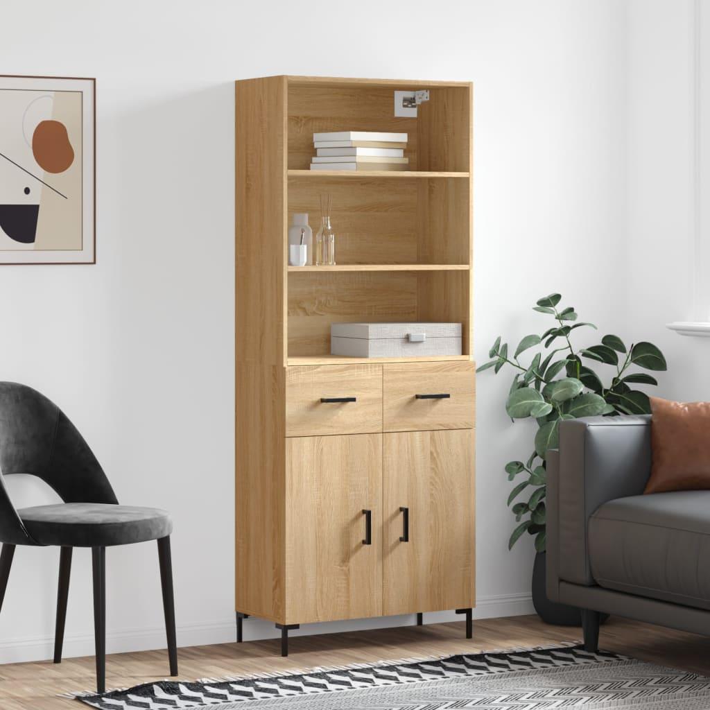 Højskab 69,5×34×180 cm i sonoma-eg - konstrueret træ billede