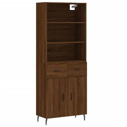 Højskab 69,5x34x180 cm konstrueret træ brun egetræsfarve