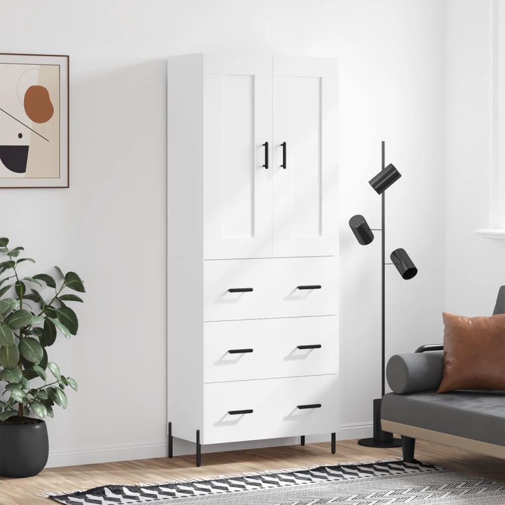 Højskab 69,5x34x180 cm konstrueret træ hvid