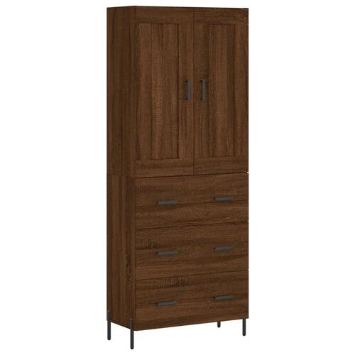 Højskab 69,5x34x180 cm konstrueret træ brun egetræsfarve