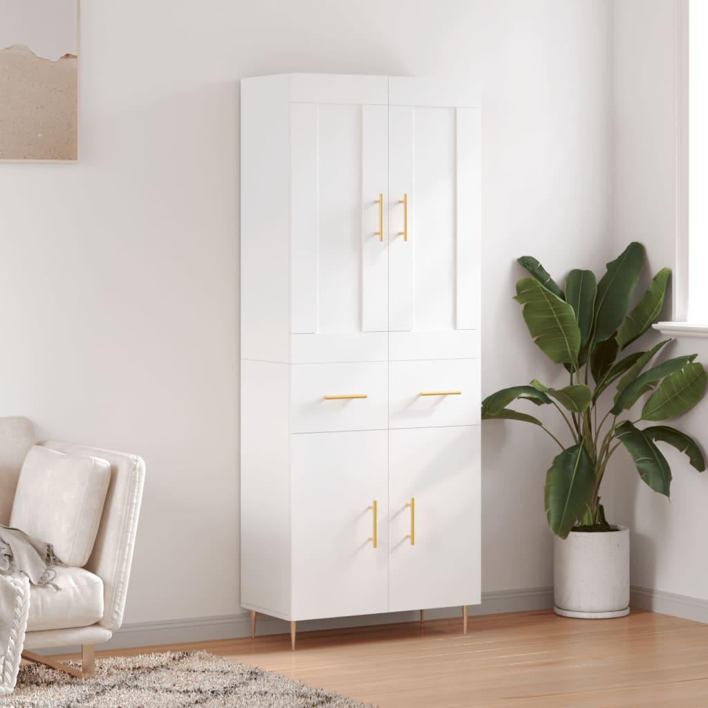 Højskab 69,5x34x180 cm konstrueret træ hvid billede