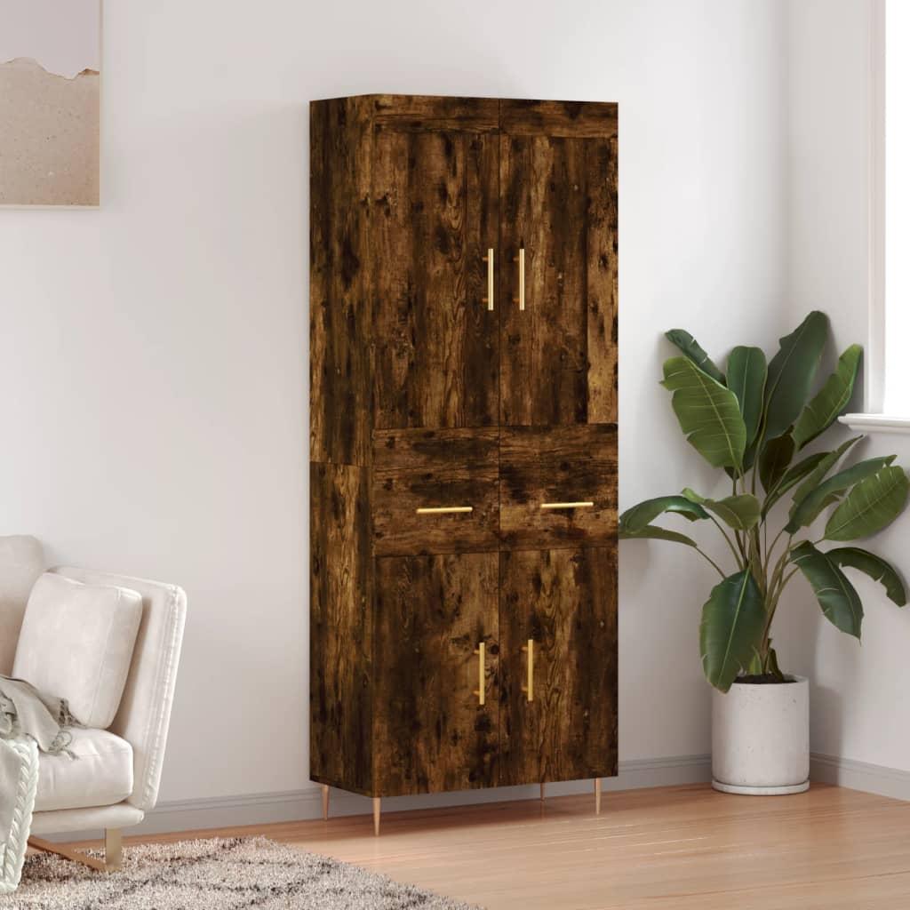 Højskab 69,5x34x180 cm konstrueret træ røget egetræsfarve billede