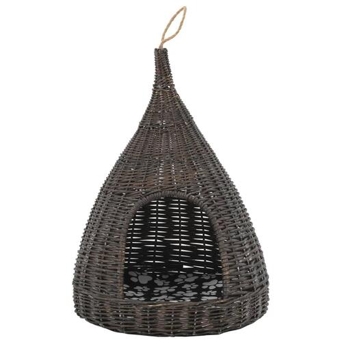 Kattehus med hynde 40x60 cm tipi naturpil grå