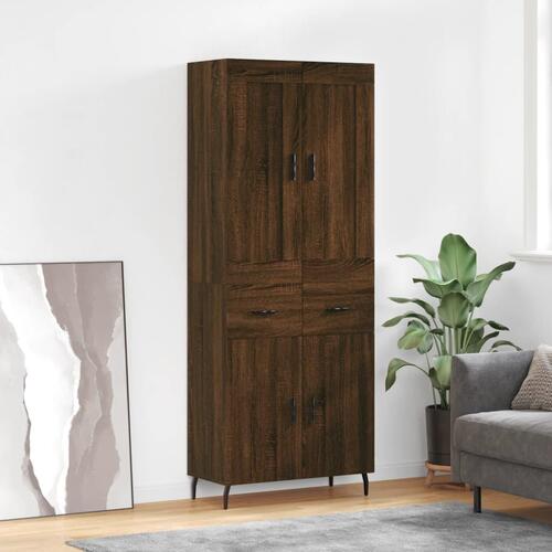 Højskab 69,5x34x180 cm konstrueret træ brun egetræsfarve