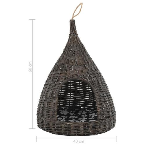 Kattehus med hynde 40x60 cm tipi naturpil grå