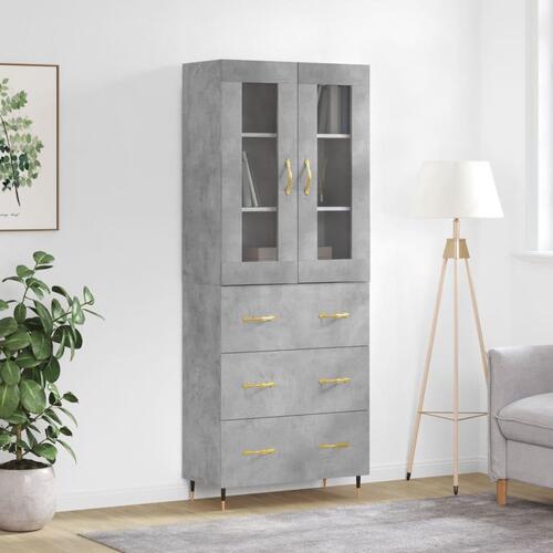 Højskab 69,5x34x180 cm konstrueret træ betongrå