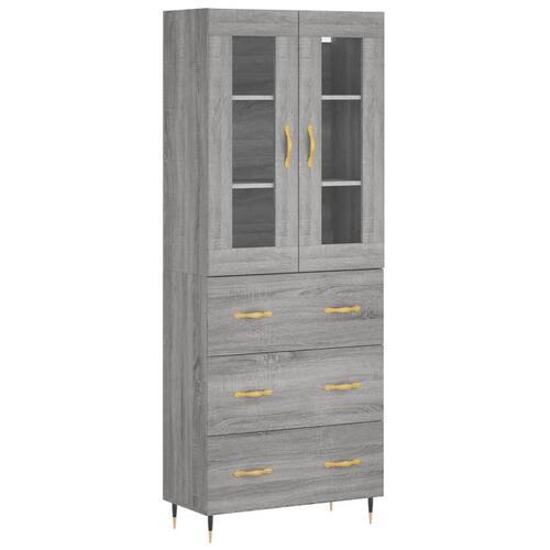 Højskab 69,5x34x180 cm konstrueret træ grå sonoma-eg