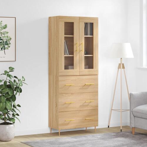 Højskab 69,5x34x180 cm konstrueret træ sonoma-eg