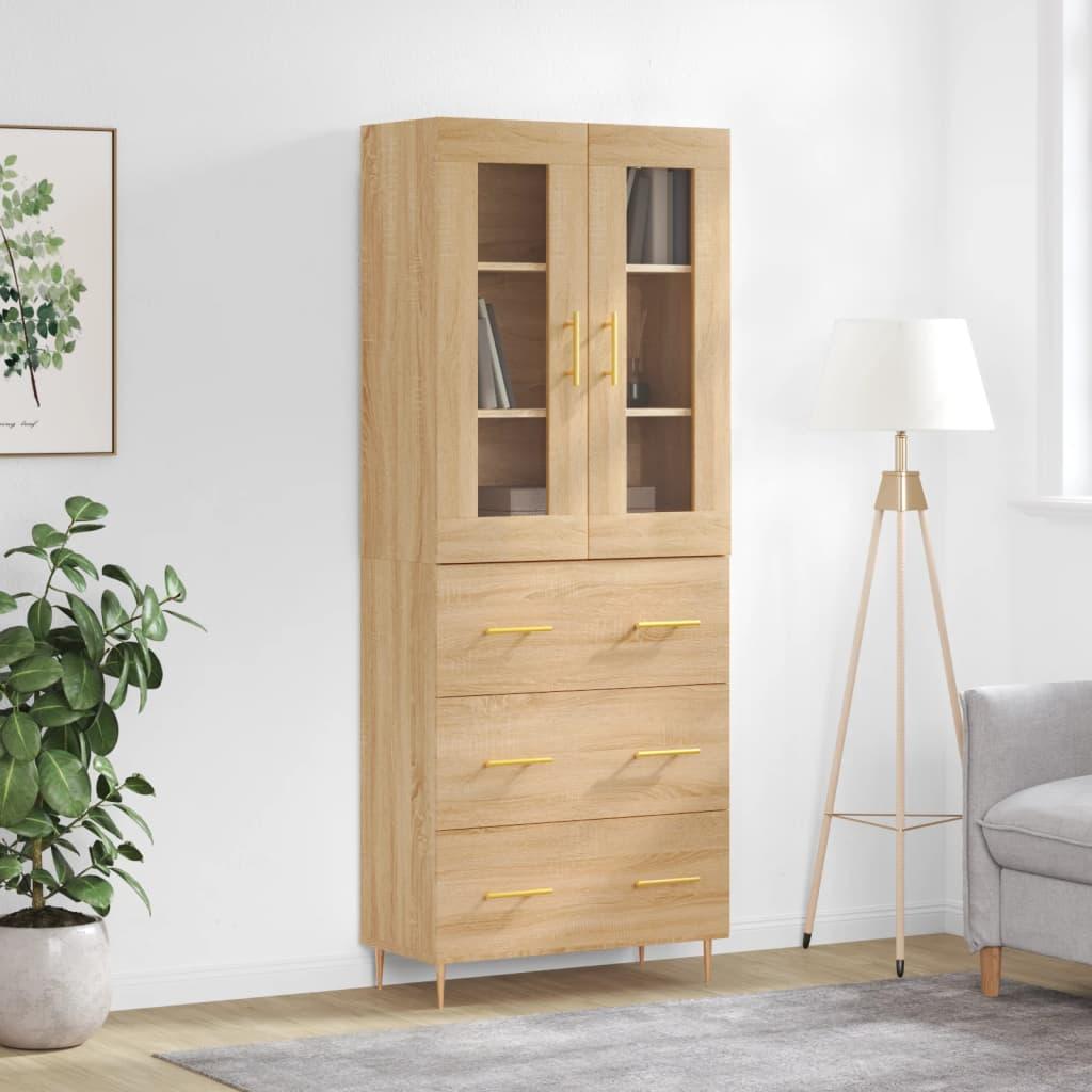 Højskab 69,5x34x180 cm konstrueret træ sonoma-eg