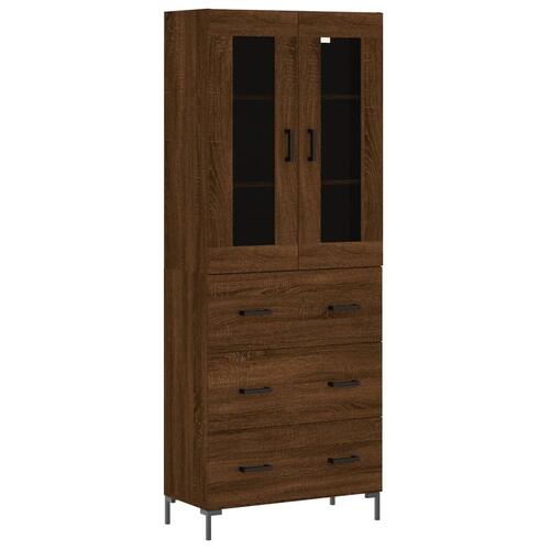 Højskab 69,5x34x180 cm konstrueret træ brun egetræsfarve