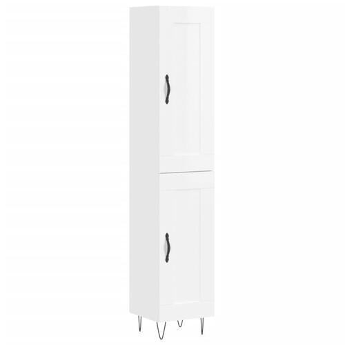 Skab 34,5x34x180 cm konstrueret træ hvid højglans