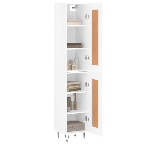 Skab 34,5x34x180 cm konstrueret træ hvid højglans
