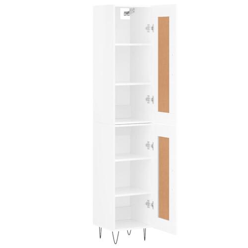 Skab 34,5x34x180 cm konstrueret træ hvid højglans