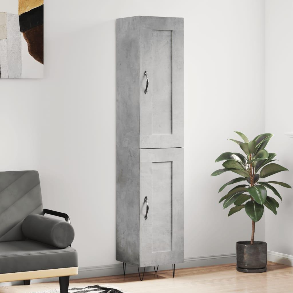Skab 34,5x34x180 cm konstrueret træ betongrå