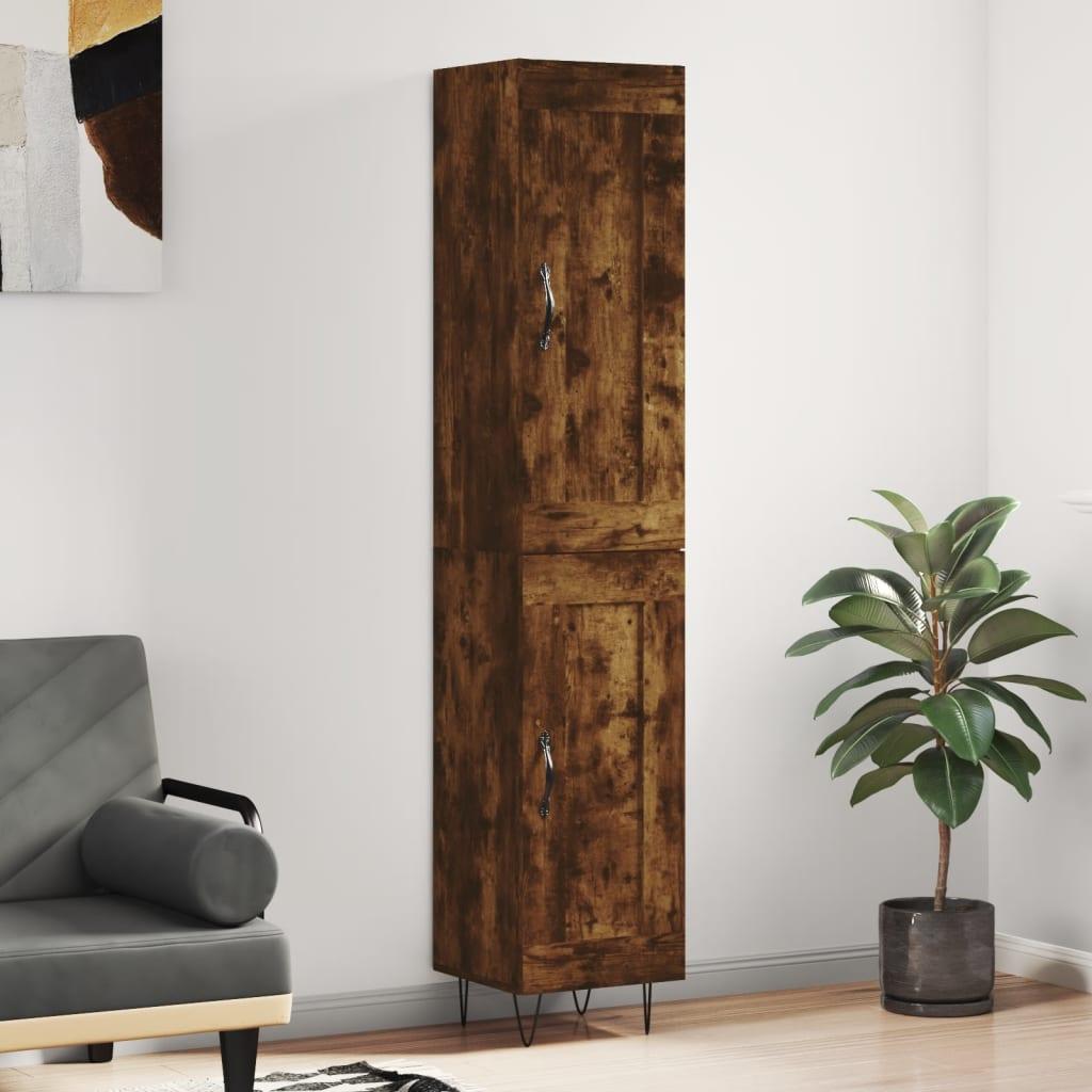 Skab 34,5x34x180 cm konstrueret træ røget egetræ