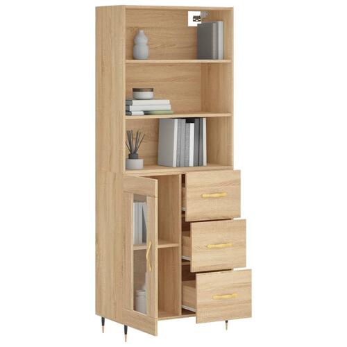 Højskab 69,5x34x180 cm konstrueret træ sonoma-eg