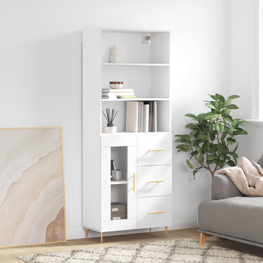 Højskab 69,5x34x180 cm konstrueret træ hvid