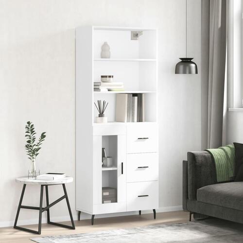 Højskab 69,5x34x180 cm konstrueret træ hvid
