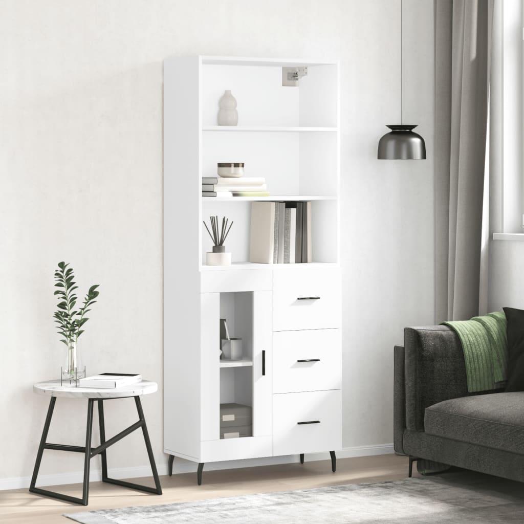 Højskab 69,5x34x180 cm konstrueret træ hvid