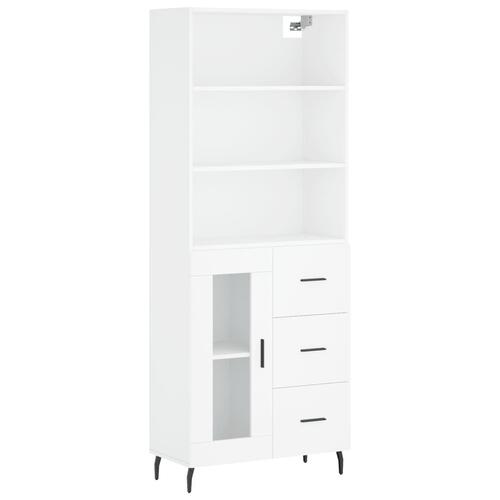 Højskab 69,5x34x180 cm konstrueret træ hvid