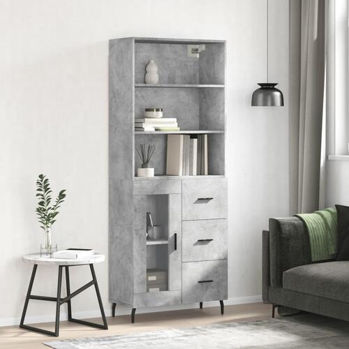 Højskab 69,5x34x180 cm konstrueret træ betongrå