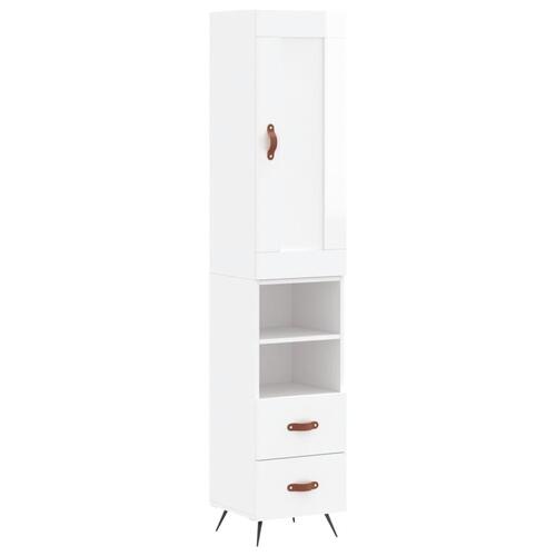 Skab 34,5x34x180 cm konstrueret træ hvid højglans