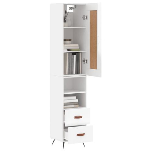 Skab 34,5x34x180 cm konstrueret træ hvid højglans
