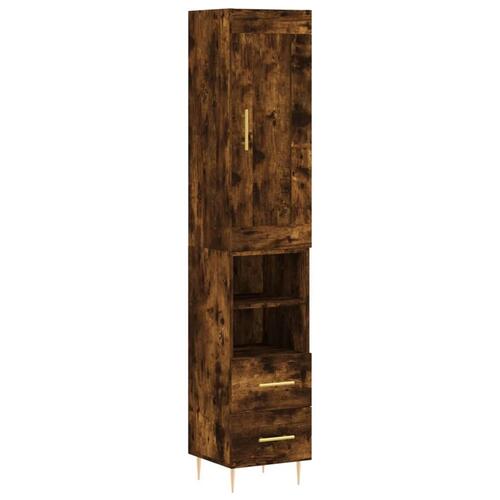 Skab 34,5x34x180 cm konstrueret træ røget egetræ