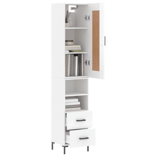 Skab 34,5x34x180 cm konstrueret træ hvid højglans