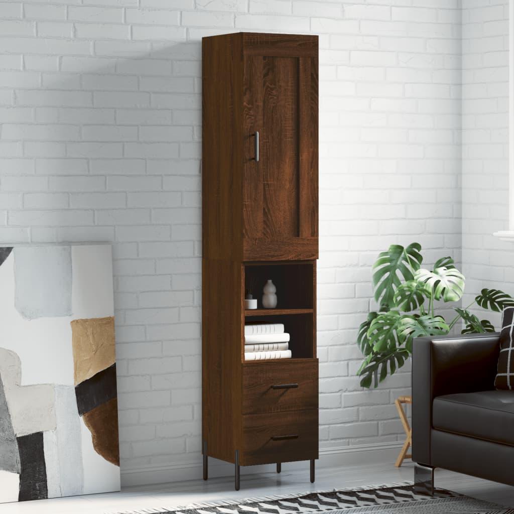 Skab 34,5x34x180 cm konstrueret træ brun egetræsfarve