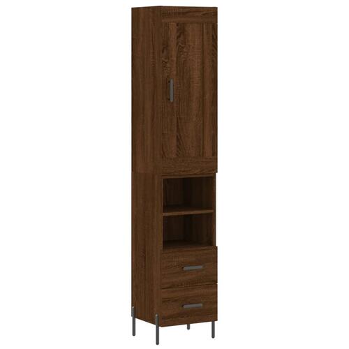 Skab 34,5x34x180 cm konstrueret træ brun egetræsfarve