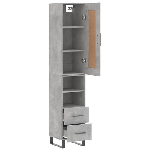 Skab 34,5x34x180 cm konstrueret træ betongrå