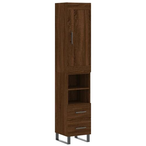 Skab 34,5x34x180 cm konstrueret træ brun egetræsfarve