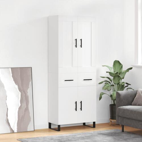 Højskab 69,5x34x180 cm konstrueret træ hvid