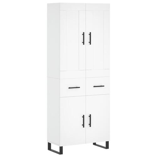 Højskab 69,5x34x180 cm konstrueret træ hvid
