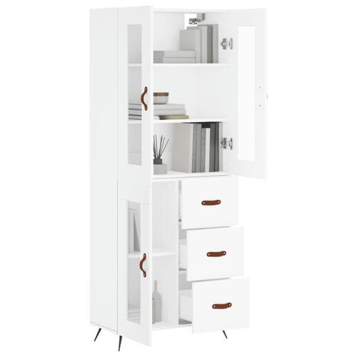 Højskab 69,5x34x180 cm konstrueret træ hvid