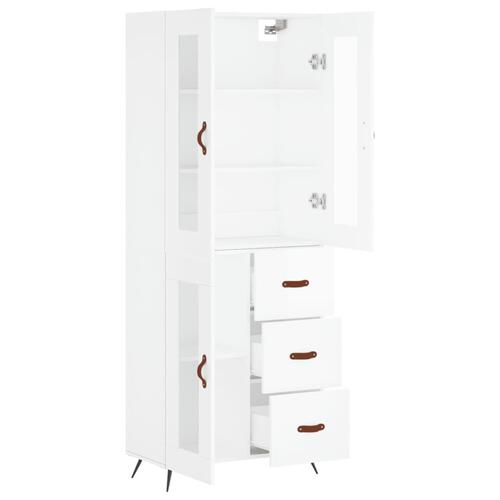 Højskab 69,5x34x180 cm konstrueret træ hvid