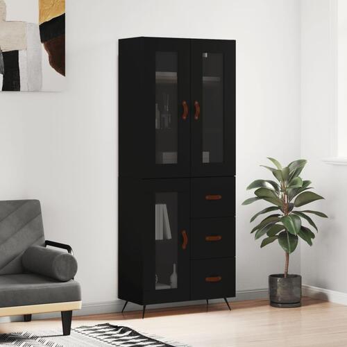 Højskab 69,5x34x180 cm konstrueret træ sort
