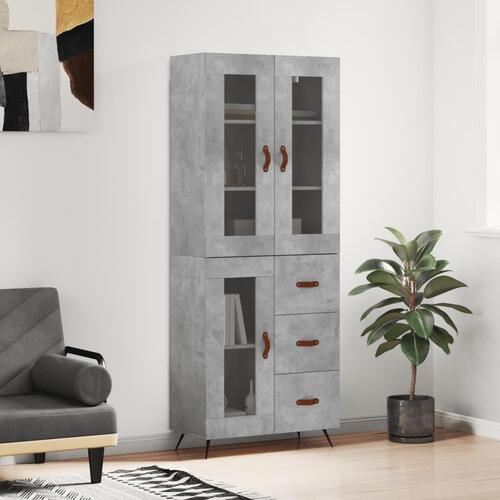 Højskab 69,5x34x180 cm konstrueret træ betongrå