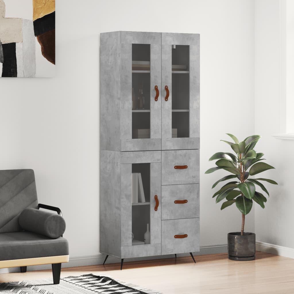 Højskab 69,5x34x180 cm konstrueret træ betongrå