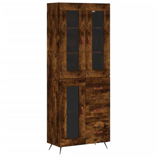 Højskab 69,5x34x180 cm konstrueret træ røget egetræsfarve